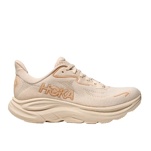 Hoka Women's Clifton 10 Wide Vanilla Geometric Traction Lugs traction shoes