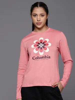 Multi Panel Design Soft Knit Columbia Women Pink Columbia Trek Relaxed LS Tee