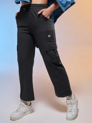 Fast and Agile Women Solid Slim Fit Sports Cargo Trackpants with TS FLEXI