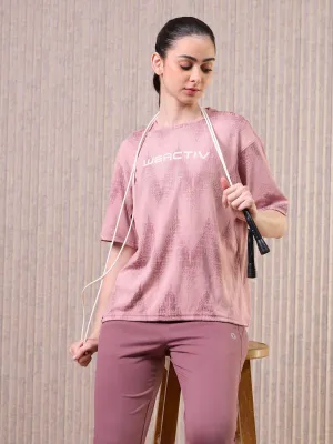 City Smart Women Jacquard Boxy Fit Round Neck T-shirt with DOUBLE COOL