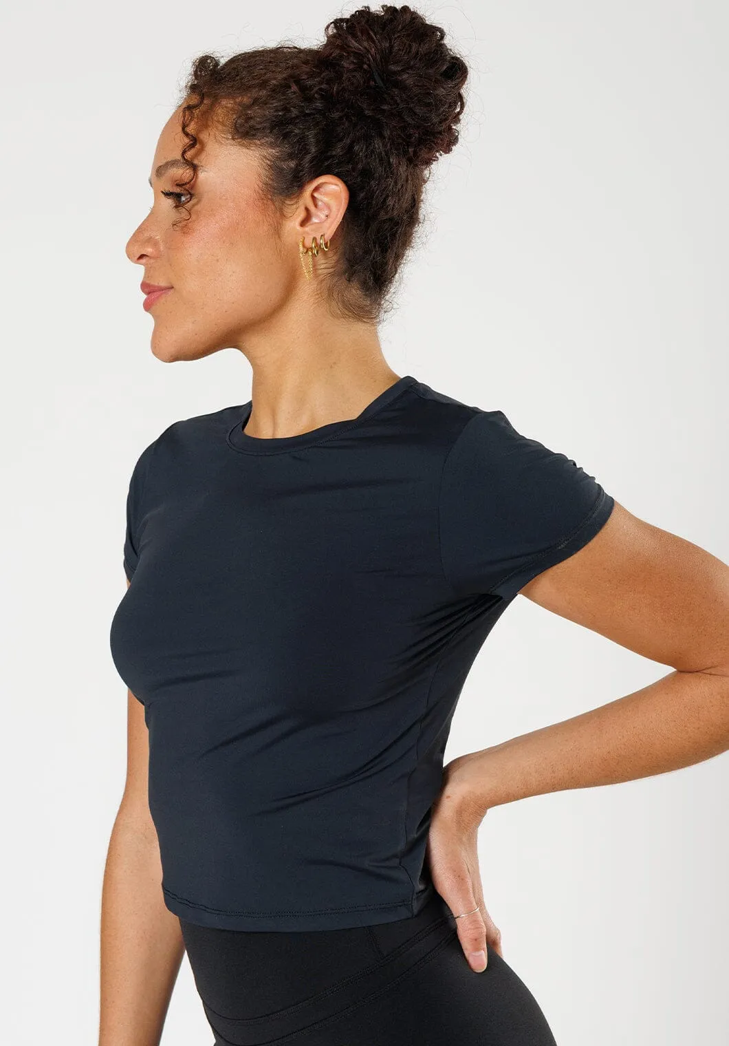 LiteSpeed? Short Sleeve Mid Black Casual Chic Look Premium Cotton