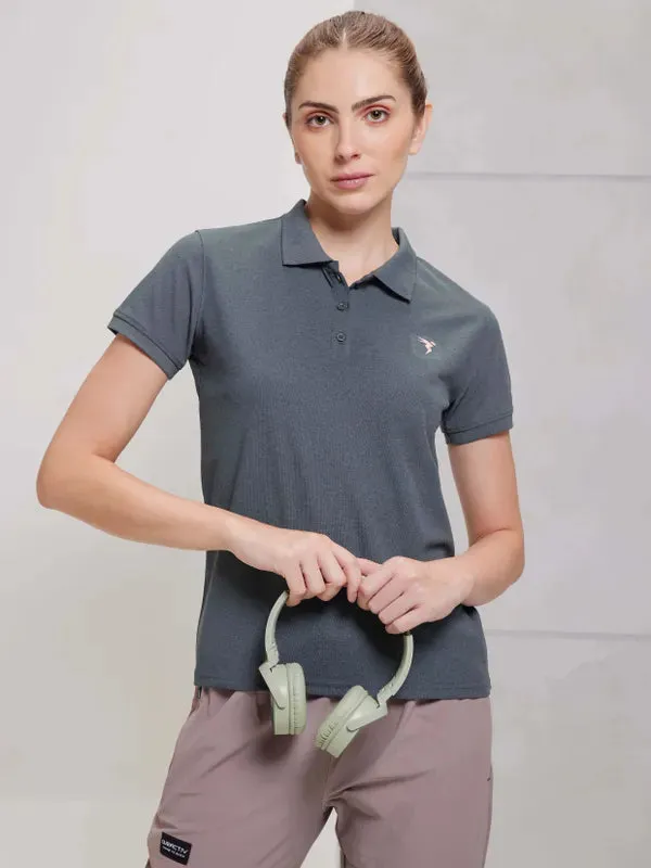 Women Solid Slim Fit Polo T-shirt with MATPIQ Quick Fit Performance Perfect for Layering