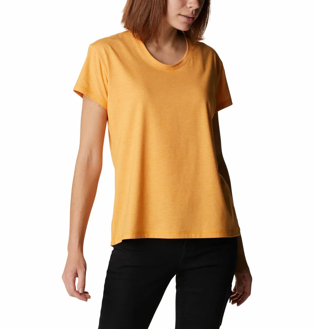 Columbia Women Yellow Sun Trek SS Tee (Sun Protection) Embroidered Details Plus size confidence