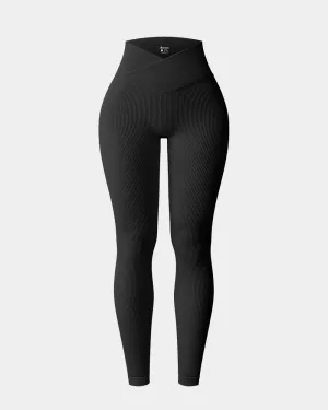 Yoga Class Active Lifestyle Reflective Logo Detail Cross Over High Waist Athletic Lounge Pants