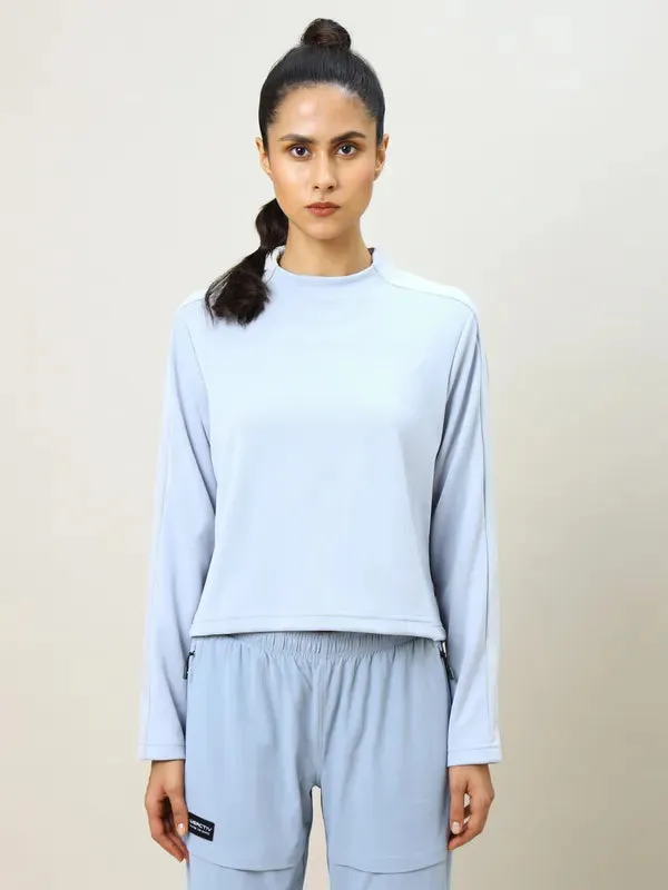 Women Colorblock Slim Fit Crew Neck Pullover with ELASTO PLUS right for outdoor activities Weekend Ready