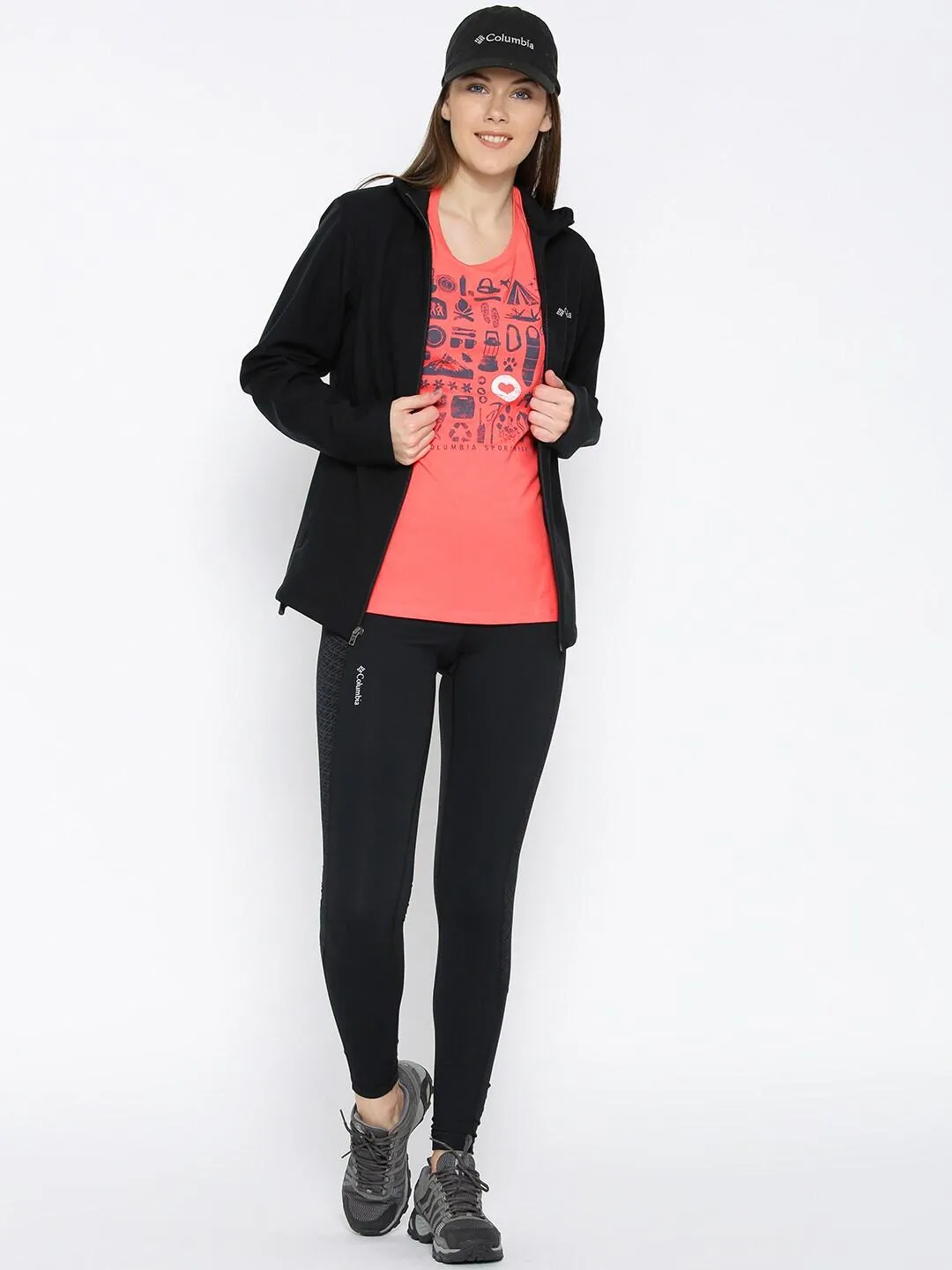 Chill Mode Columbia Women Pink Camp Stamp Performance Tee