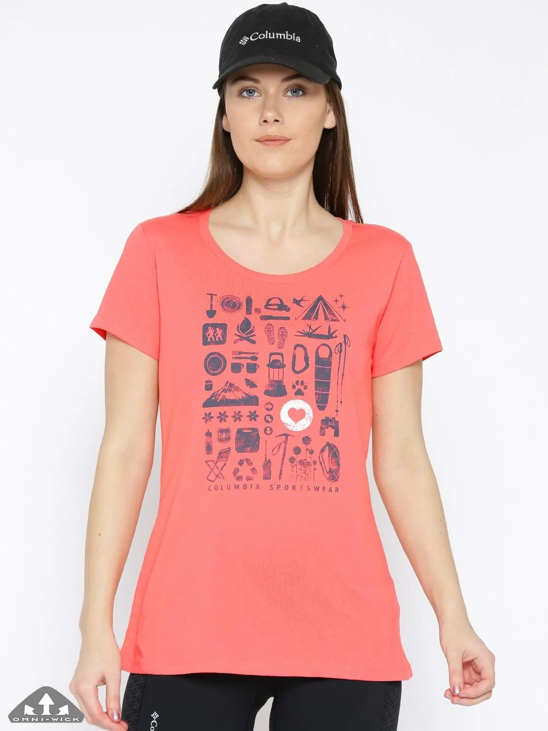 Columbia Women Pink Camp Stamp Performance Tee Trendy Vibe