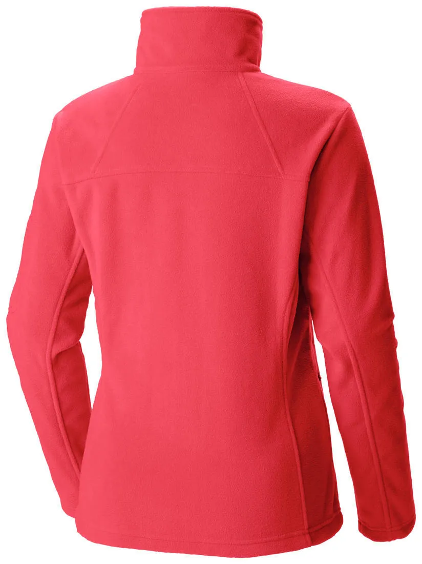 Columbia Women Red Fast Trek II Full Zip Fleece Jacket monochromatic Machine washable