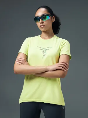 Weekend Essential Linen blend Women Printed Regular Fit Round Neck Sports Tee with TECHNOCOOL 