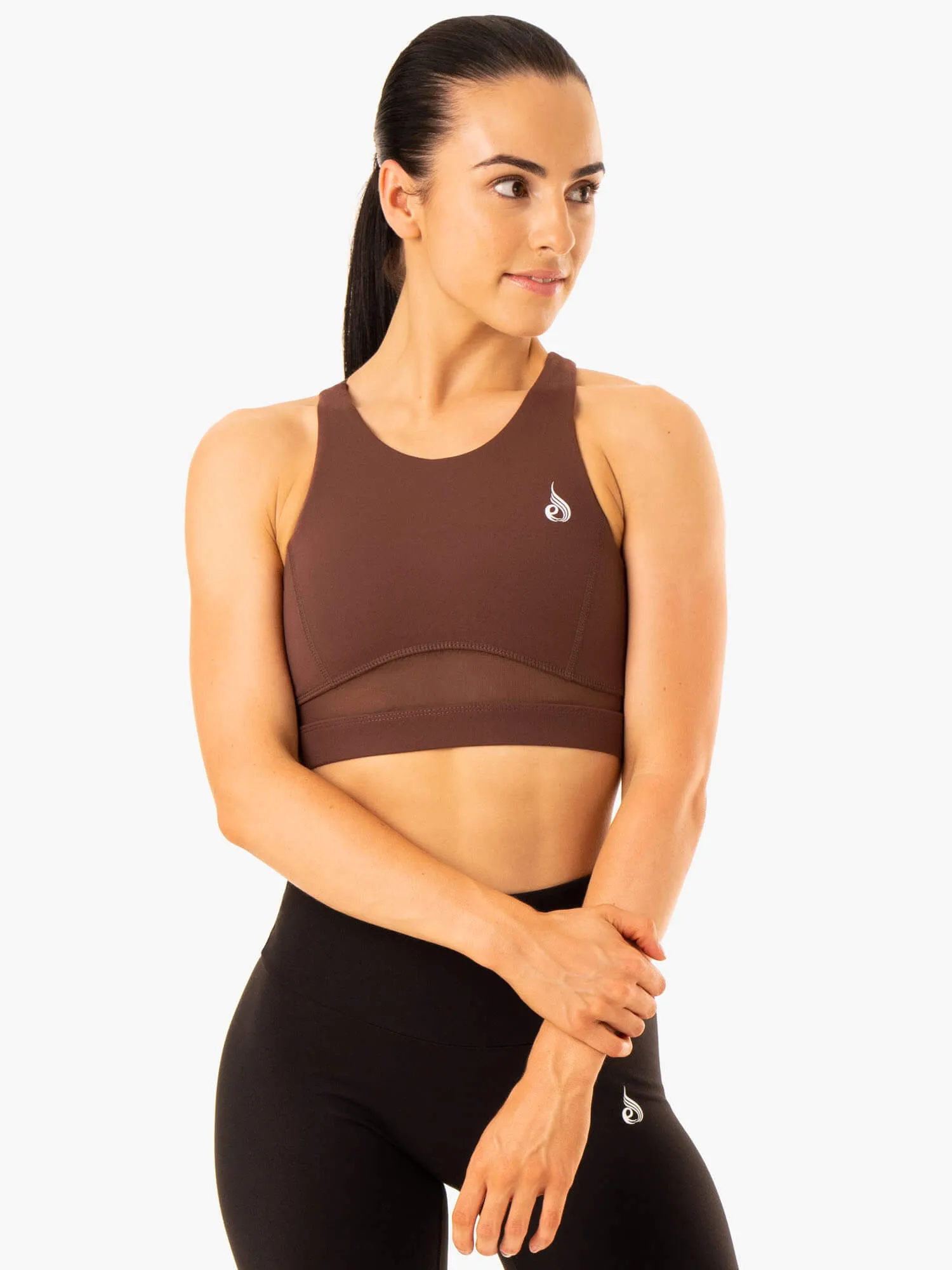 Anatomical Contour Lightweight Structure Amazon Mesh Sports Bra - Chocolate