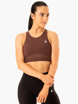 Anatomical Contour Lightweight Structure Amazon Mesh Sports Bra - Chocolate