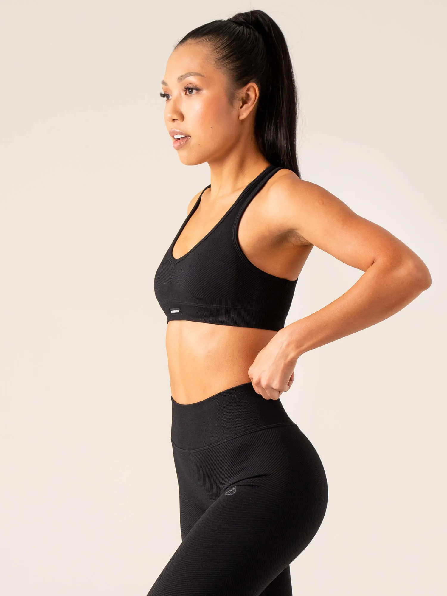 Circuit Rib Seamless Sports Bra - Black Yellow sports outfit Thermal seams