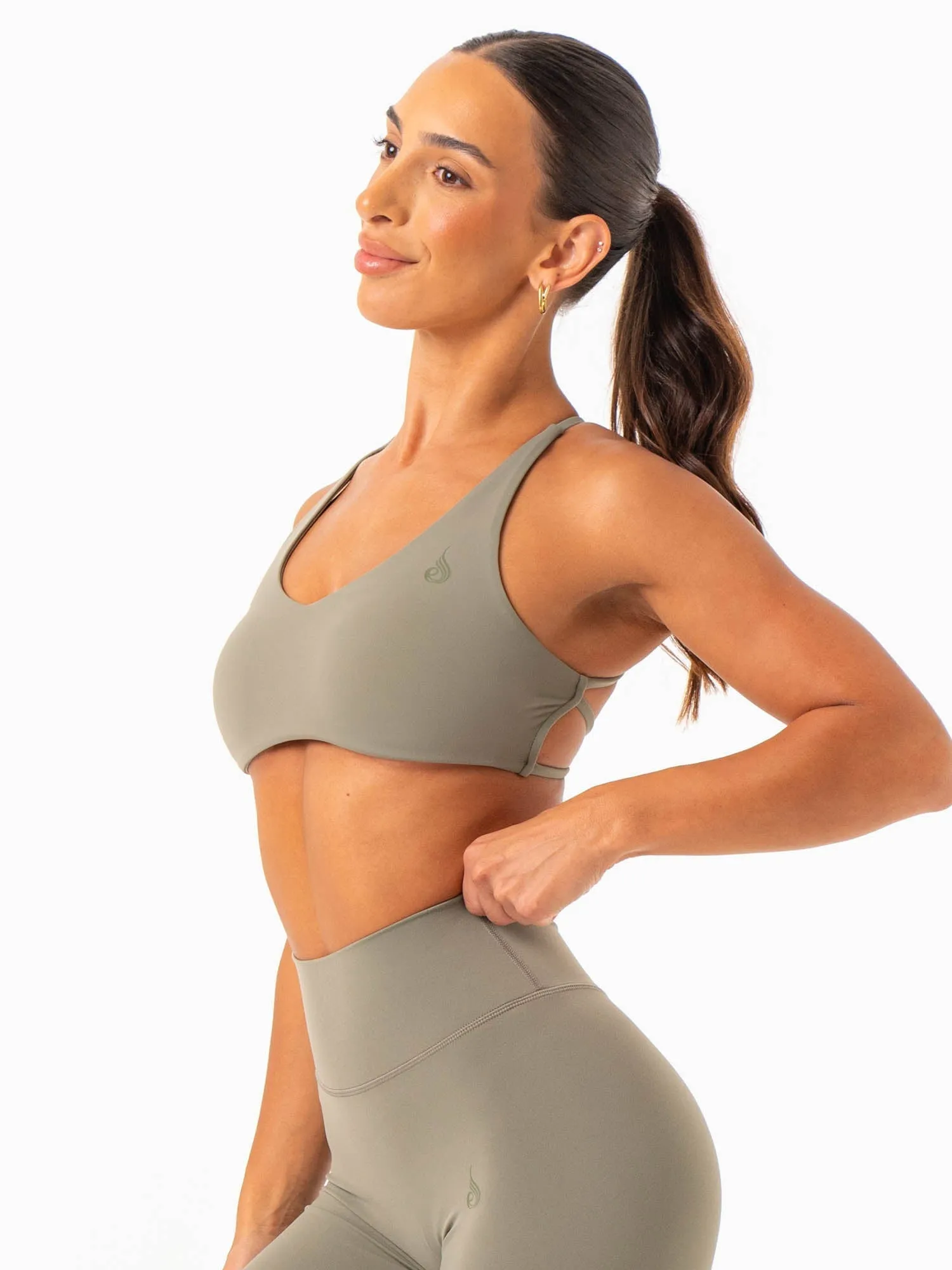 Fitness Embroidered edges NKD Embody Sports Crop - Desert Sage