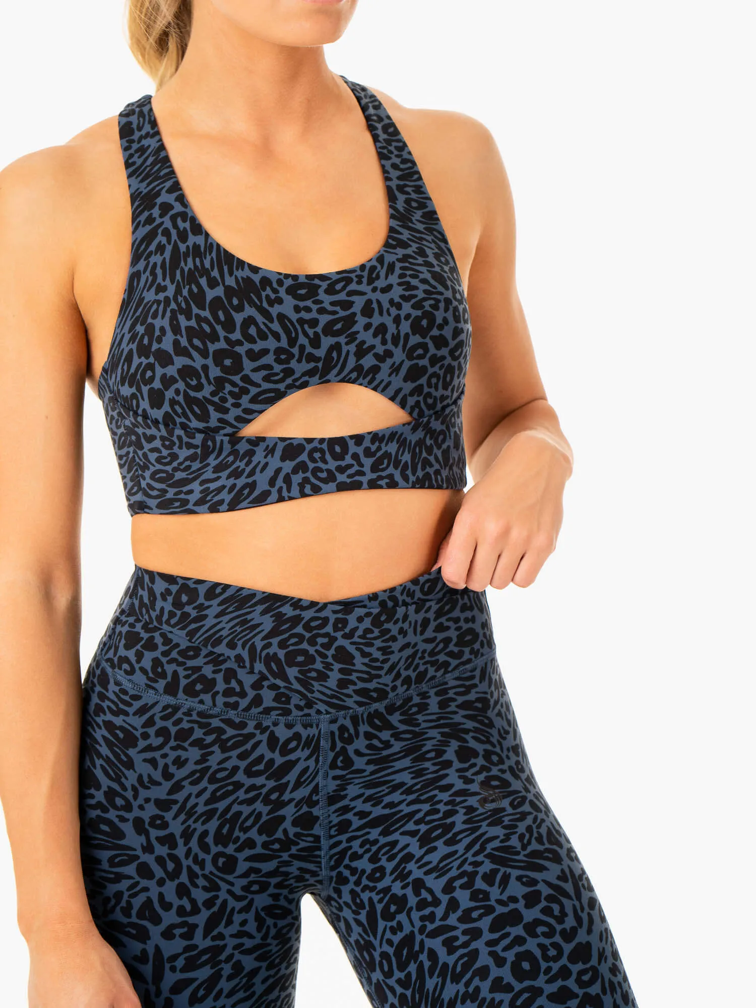 Supportive Design Rotation Sports Bra - Navy Leopard