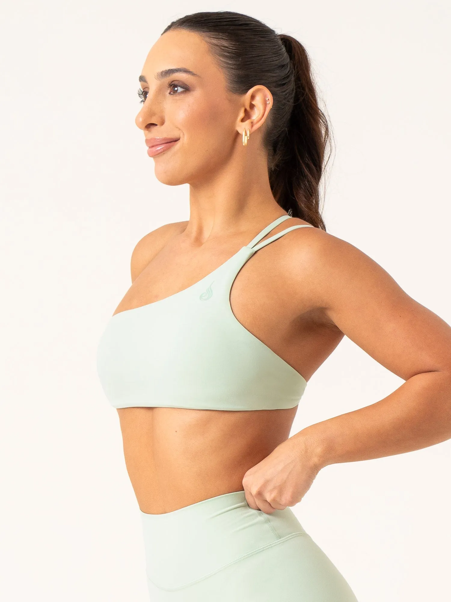 NKD One Shoulder Sports Bra - Cucumber Secure fit Elastic stitching seams