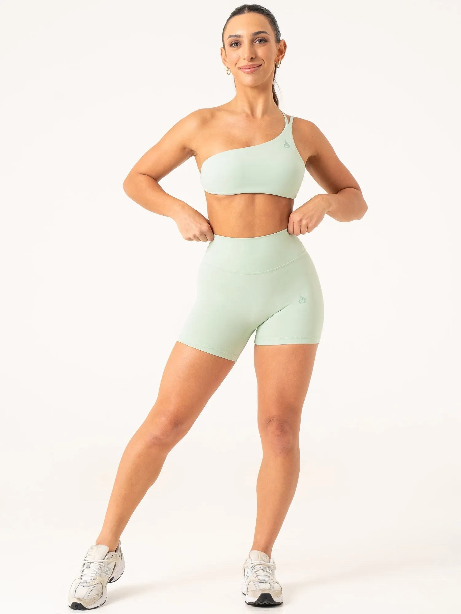 Open-back seams NKD One Shoulder Sports Bra - Cucumber
