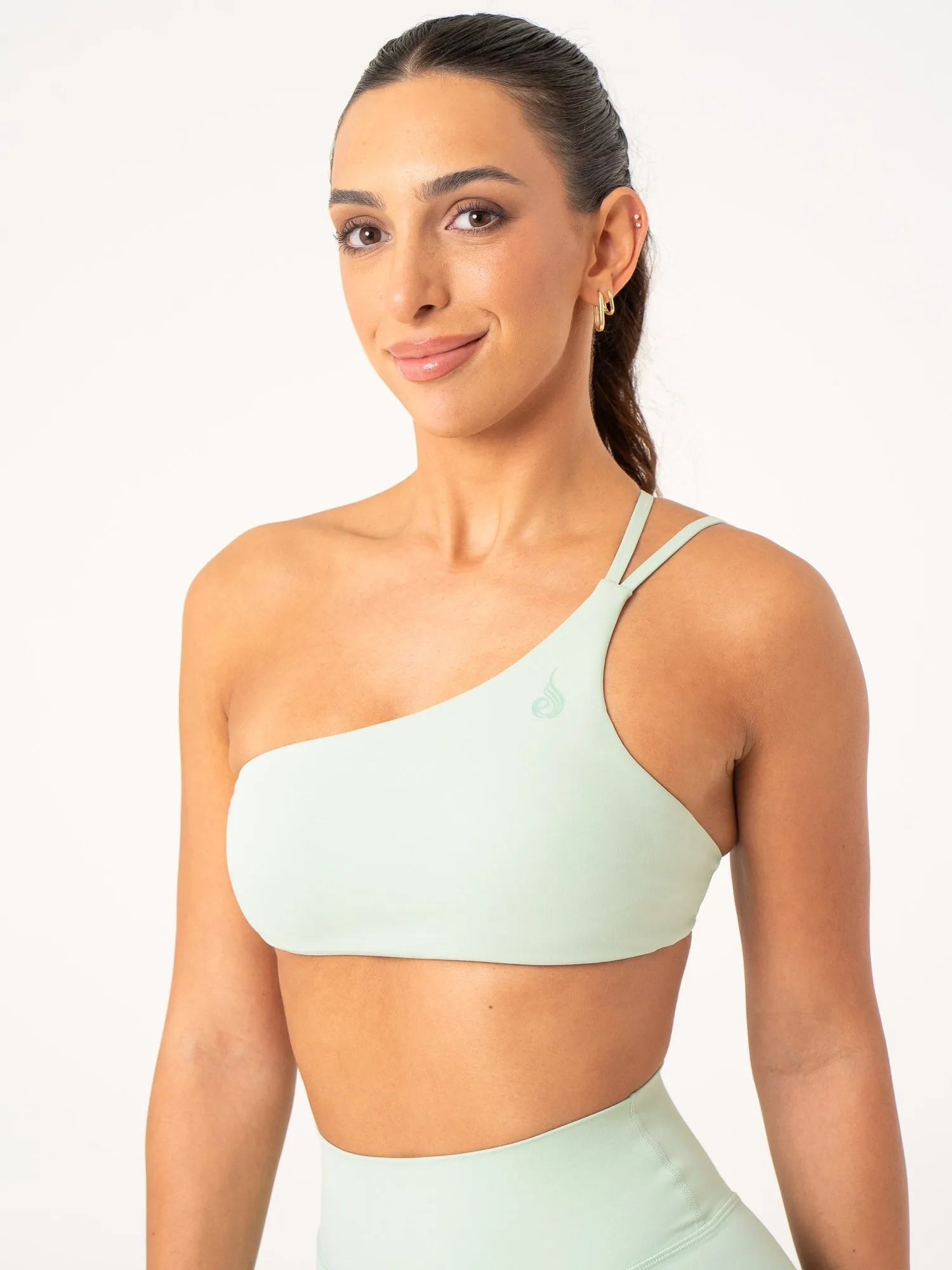 Pressure Distributing Design Anti-static NKD One Shoulder Sports Bra - Cucumber