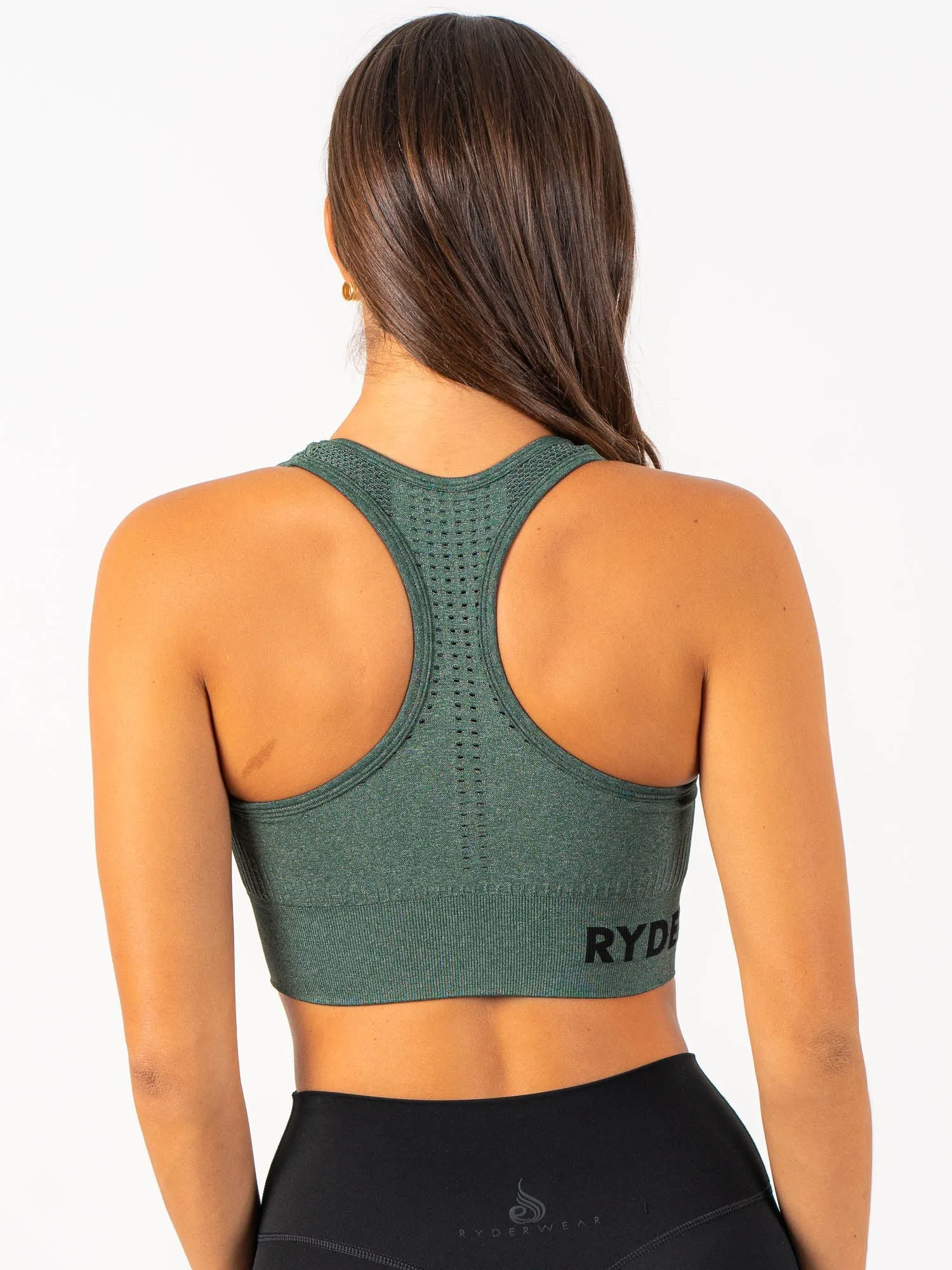 Athletic Wear Seamless Staples Sports Bra - Forest Green Marl