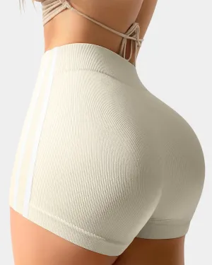 Tummy Control Side Stripes Yoga Seamless Active Shorts Sport Performance
