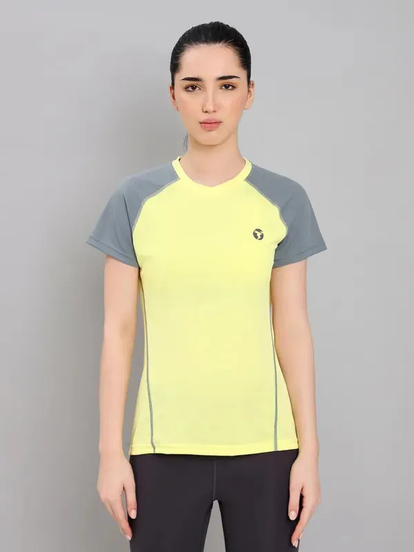 Camping attire Street Ready Women Colorblock Slim Fit Crew Neck T-shirt with TECHNO COOL 