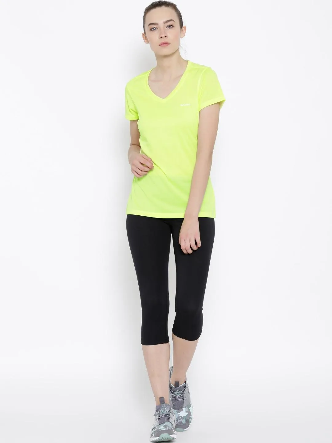 Columbia Women Yellow Tech TrekShort Sleeve Shirt Durable Collar Construction