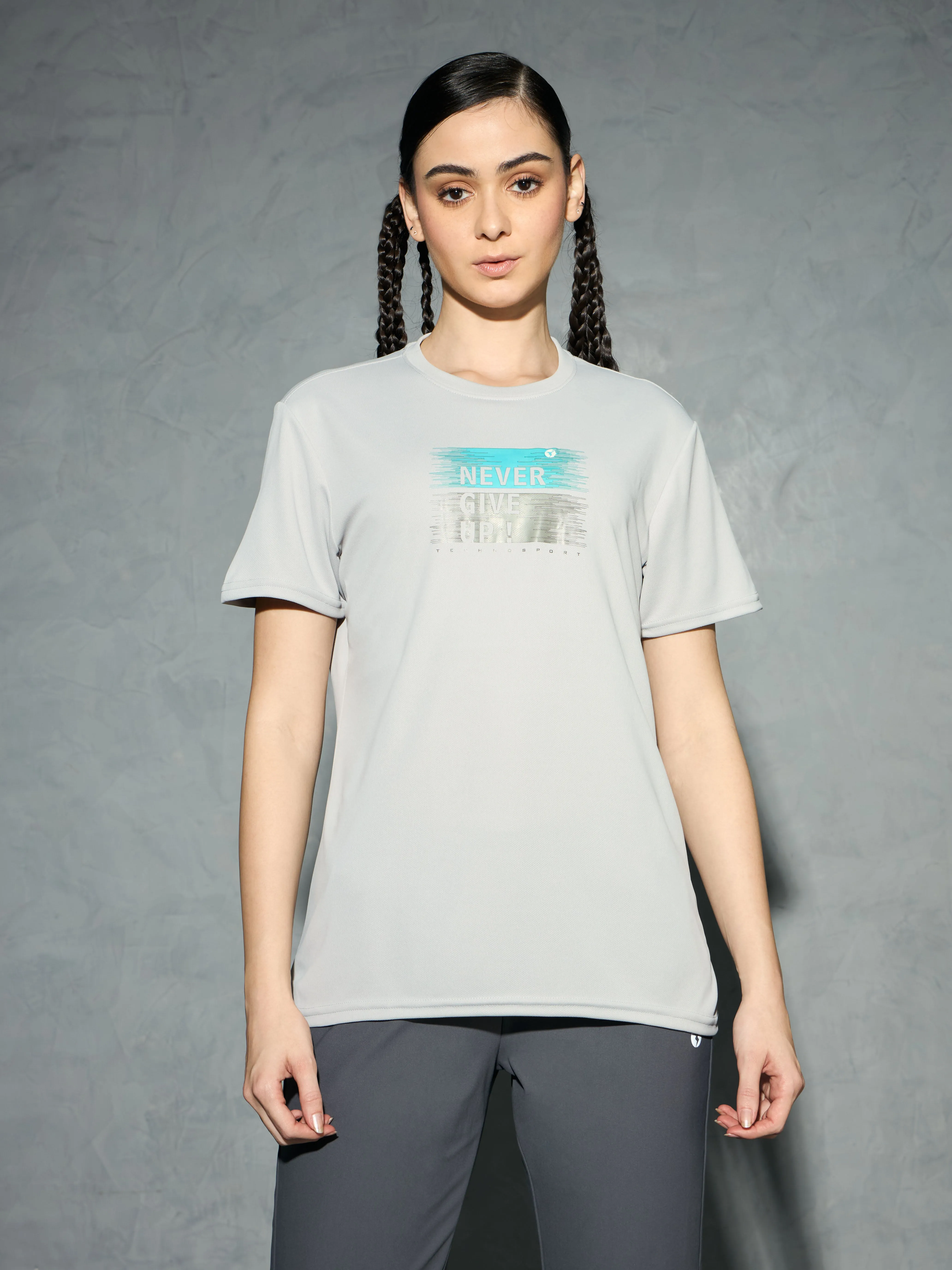 Women Printed Slim Fit Round Neck T-shirt with TECHNOCOOL  Vintage Style Ultra Soft Texture