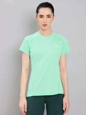 Women Solid Slim Fit Crew Neck T-shirt with TECHNO COOL  Non Restrictive Cut AllWeatherComfort