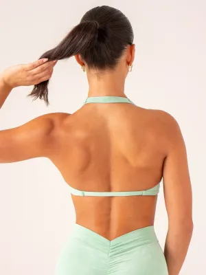 NKD Stonewash Halter Sports Bra - Mint Stonewash Adjustable Structure