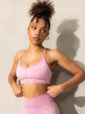 Customizable seams Joint Support Stonewash Seamless Sports Bra - Pink Stonewash