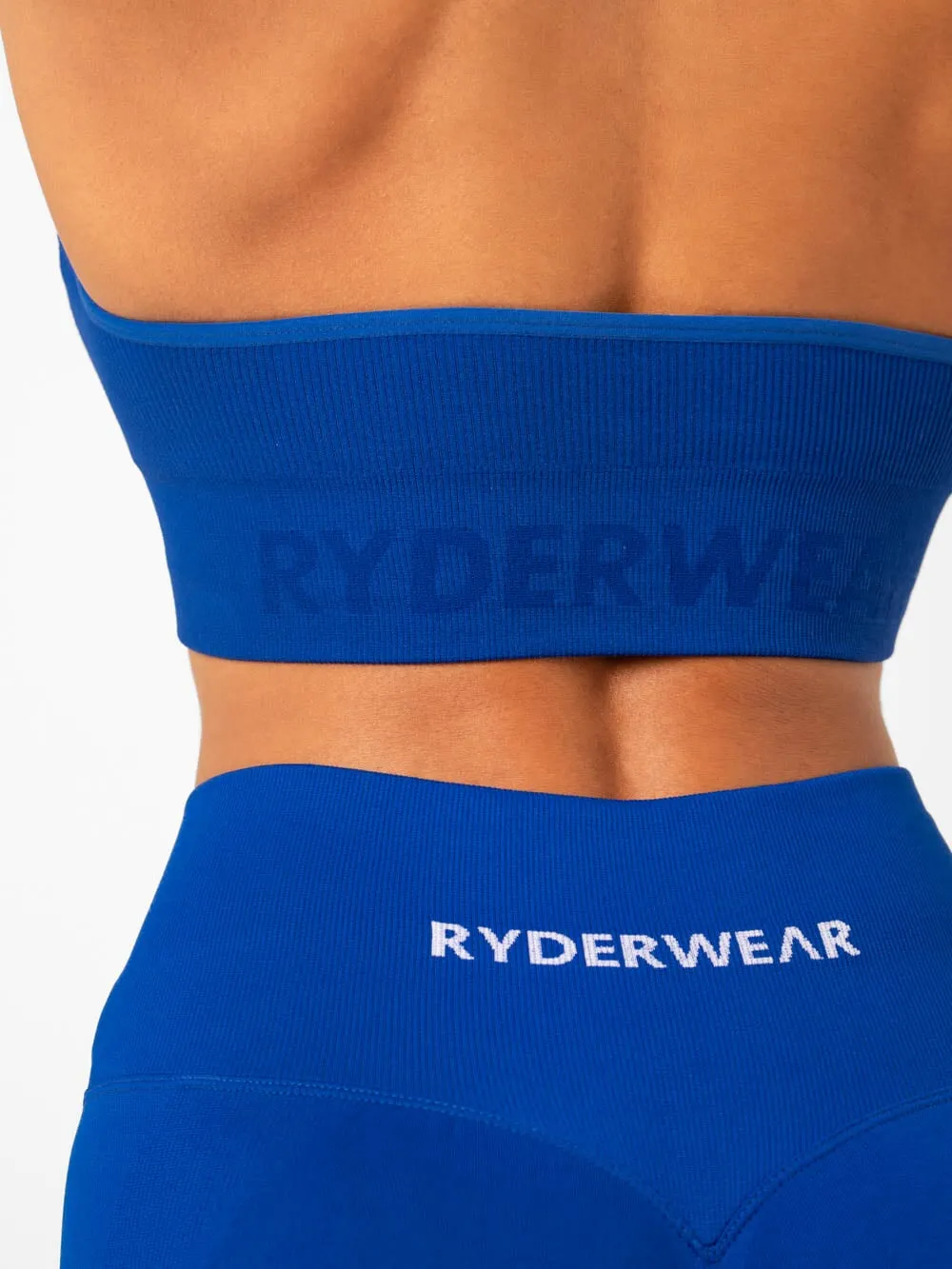 Lift Rib Seamless Halter Sports Bra - Cobalt Blue Anti-pilling Pressure Distributing Design