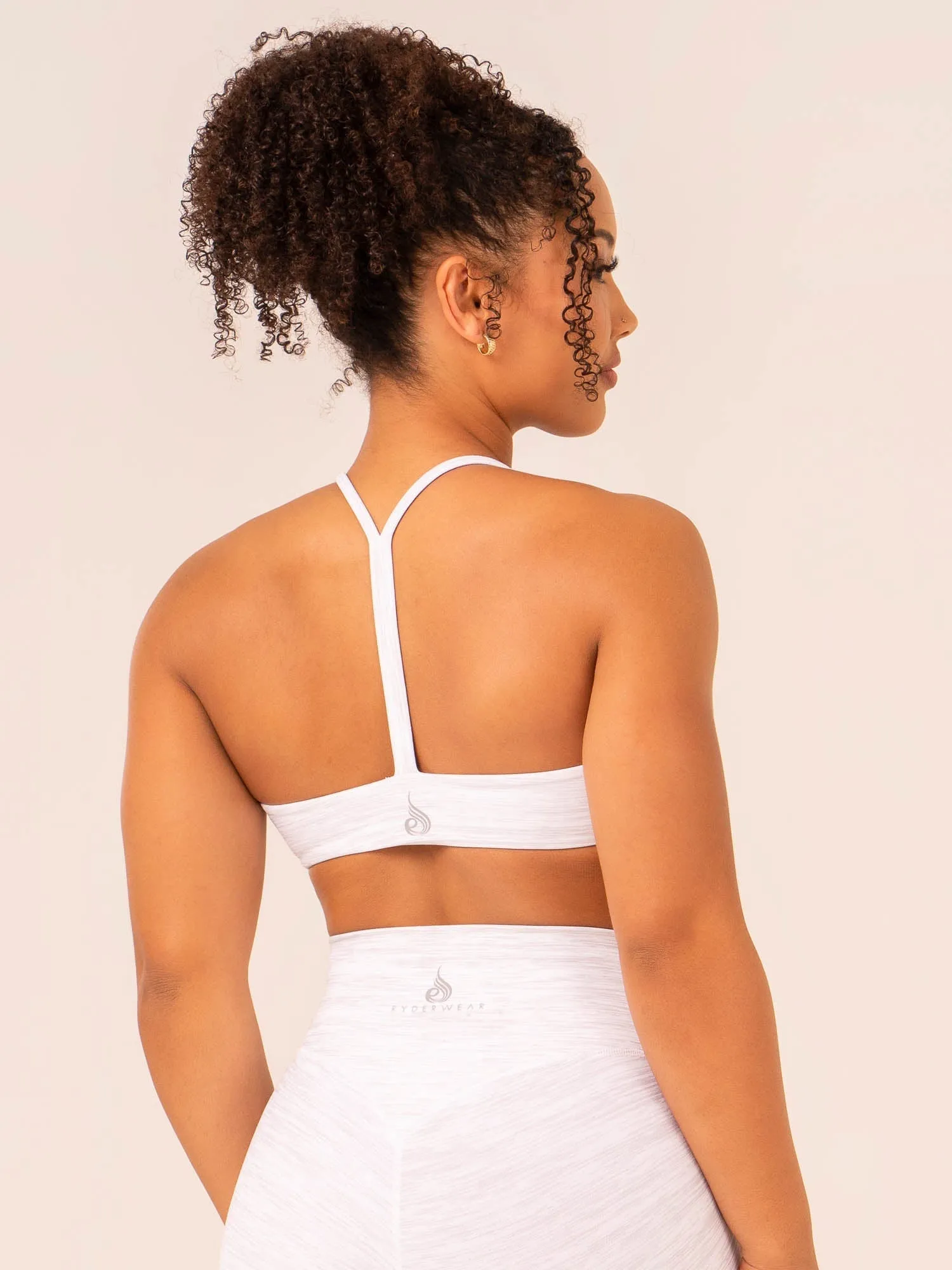 Tempo Sports Bra - Snow Grey Marl Blind stitching