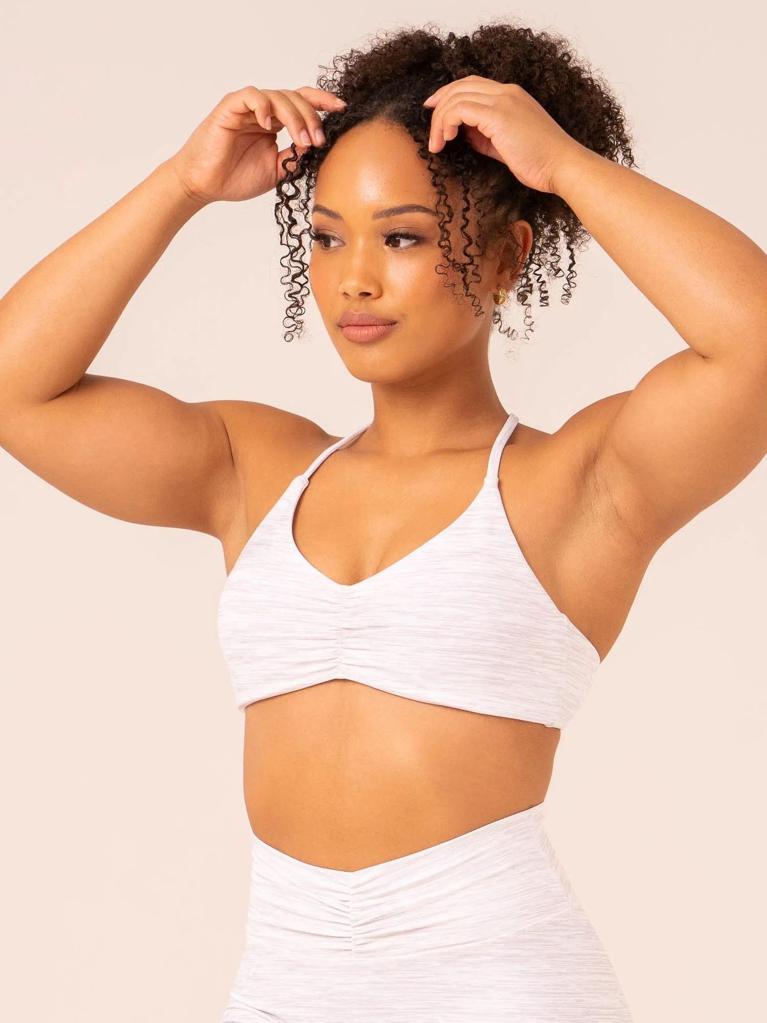 Tempo Sports Bra - Snow Grey Marl Gray sports outfit