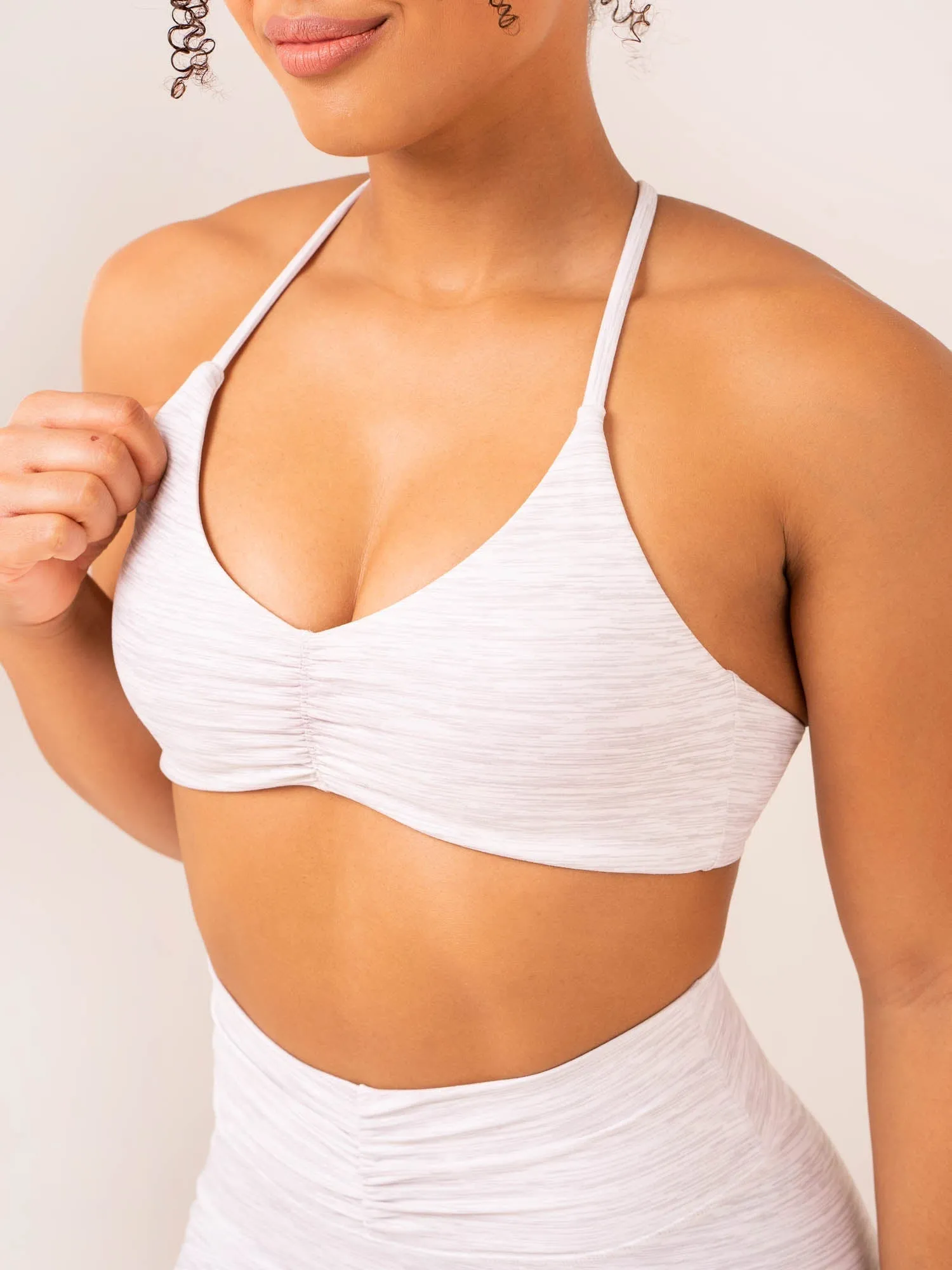 Reinforced Stitching Tempo Sports Bra - Snow Grey Marl