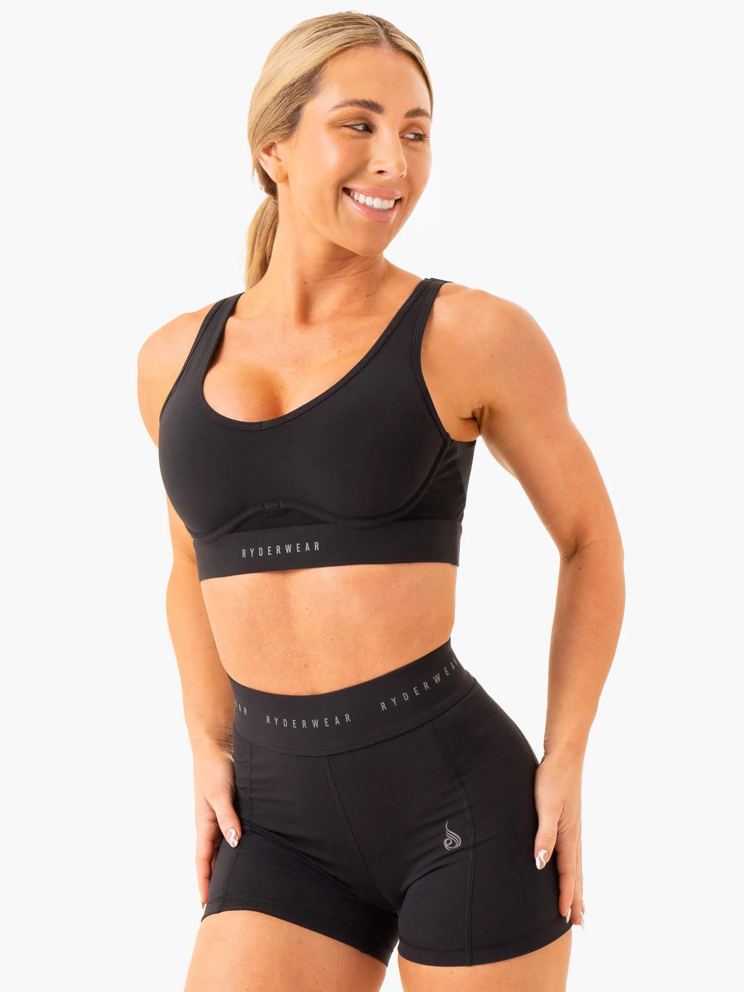 Training Sessions Medium Heighten High Impact Sports Bra - Black