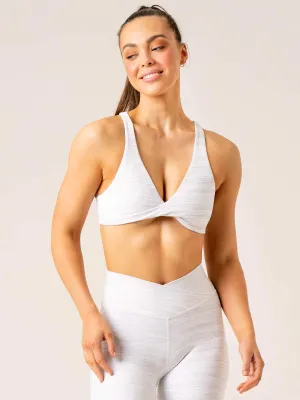 Momentum Twist Sports Bra - Snow Grey Marl Lightweight Underwear