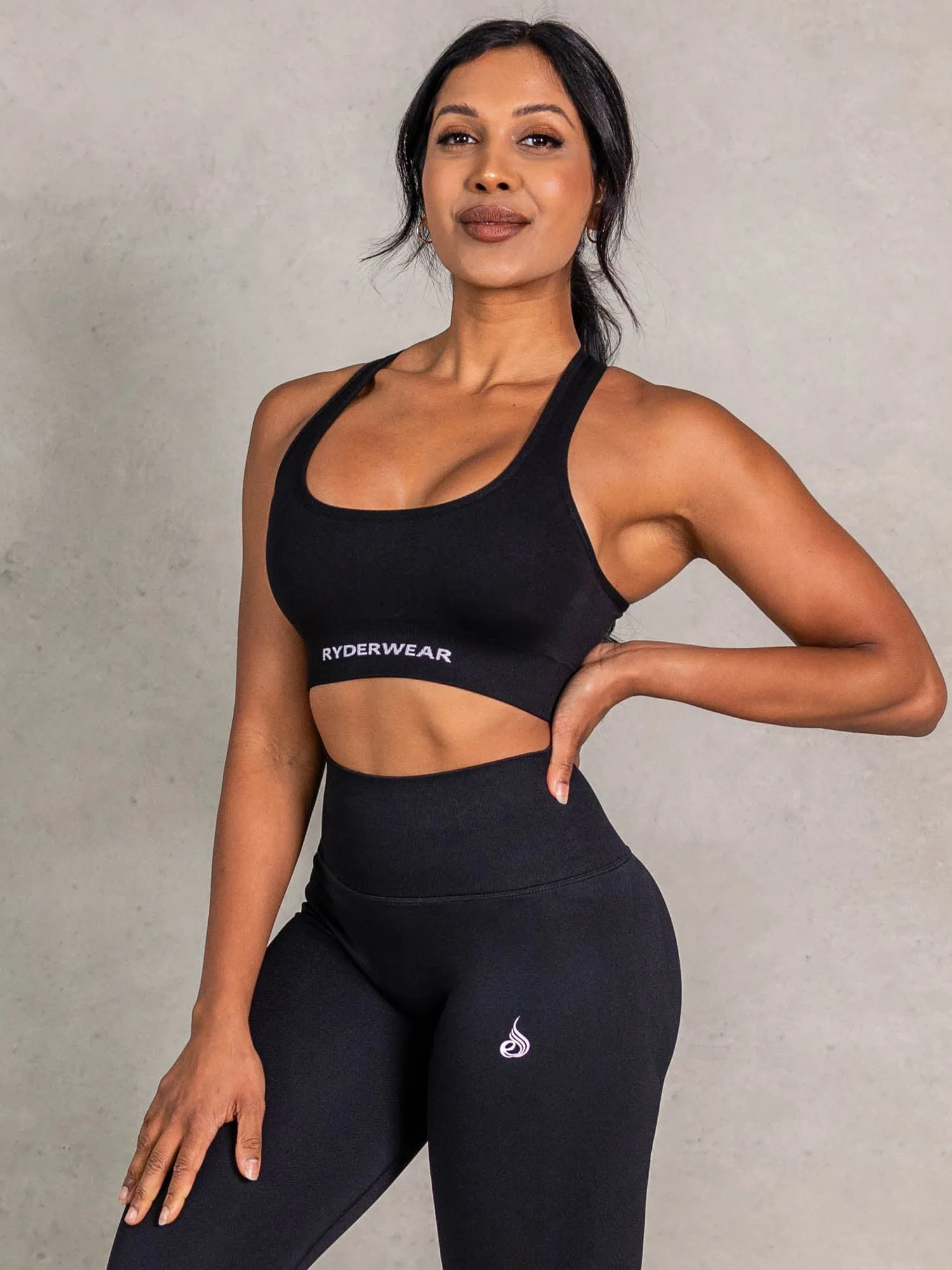 NRG Seamless Scoop Neck Sports Bra - Black Purple workout gear
