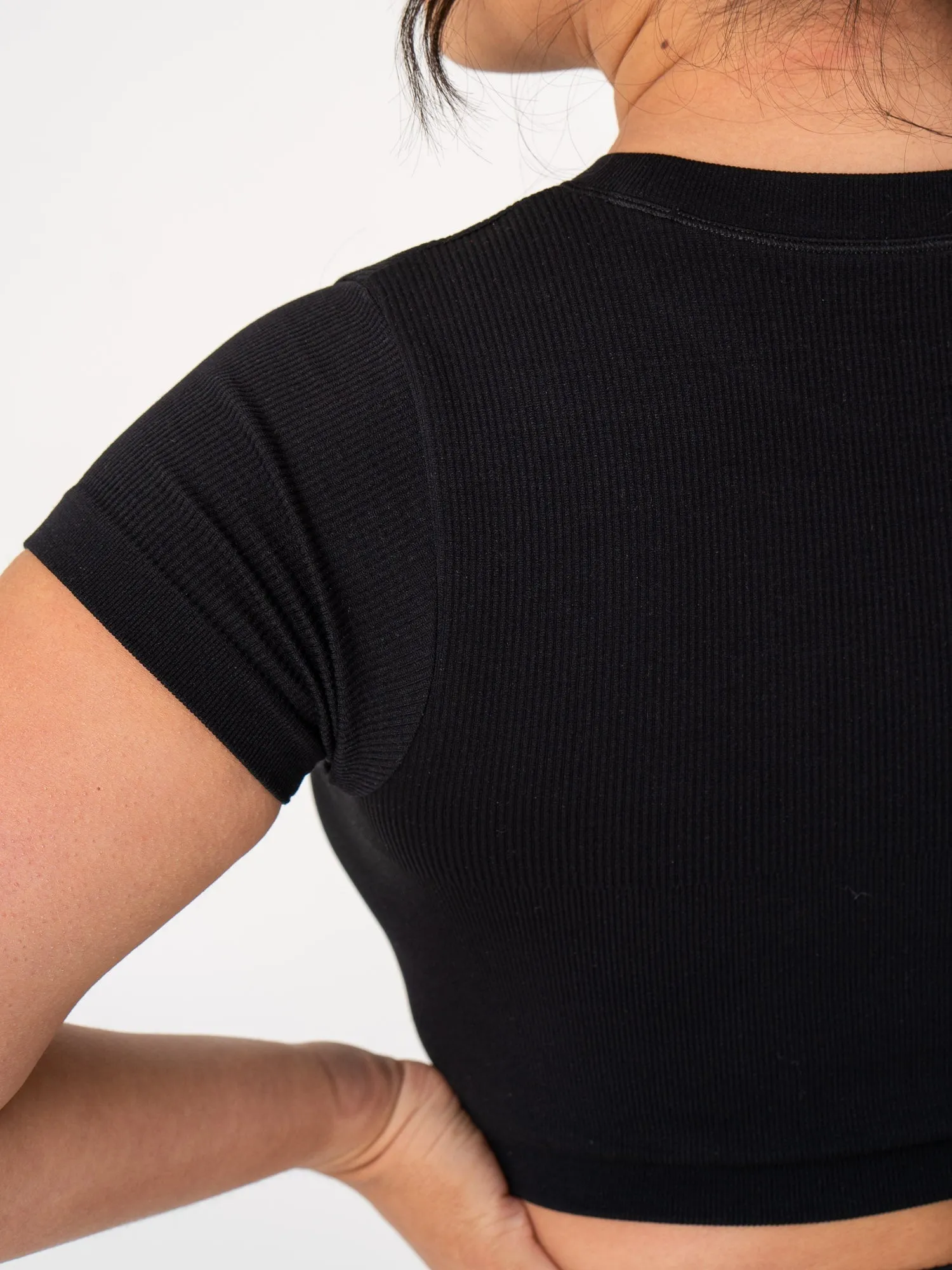 Rib Seamless T-Shirt - Black sequined details