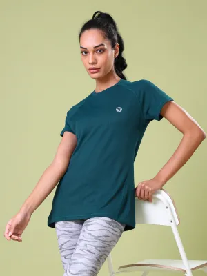Comfy and Versatile Comfy Stretch Wear Women Solid Slim Fit Crew Neck T-shirt with TECHNO COOL