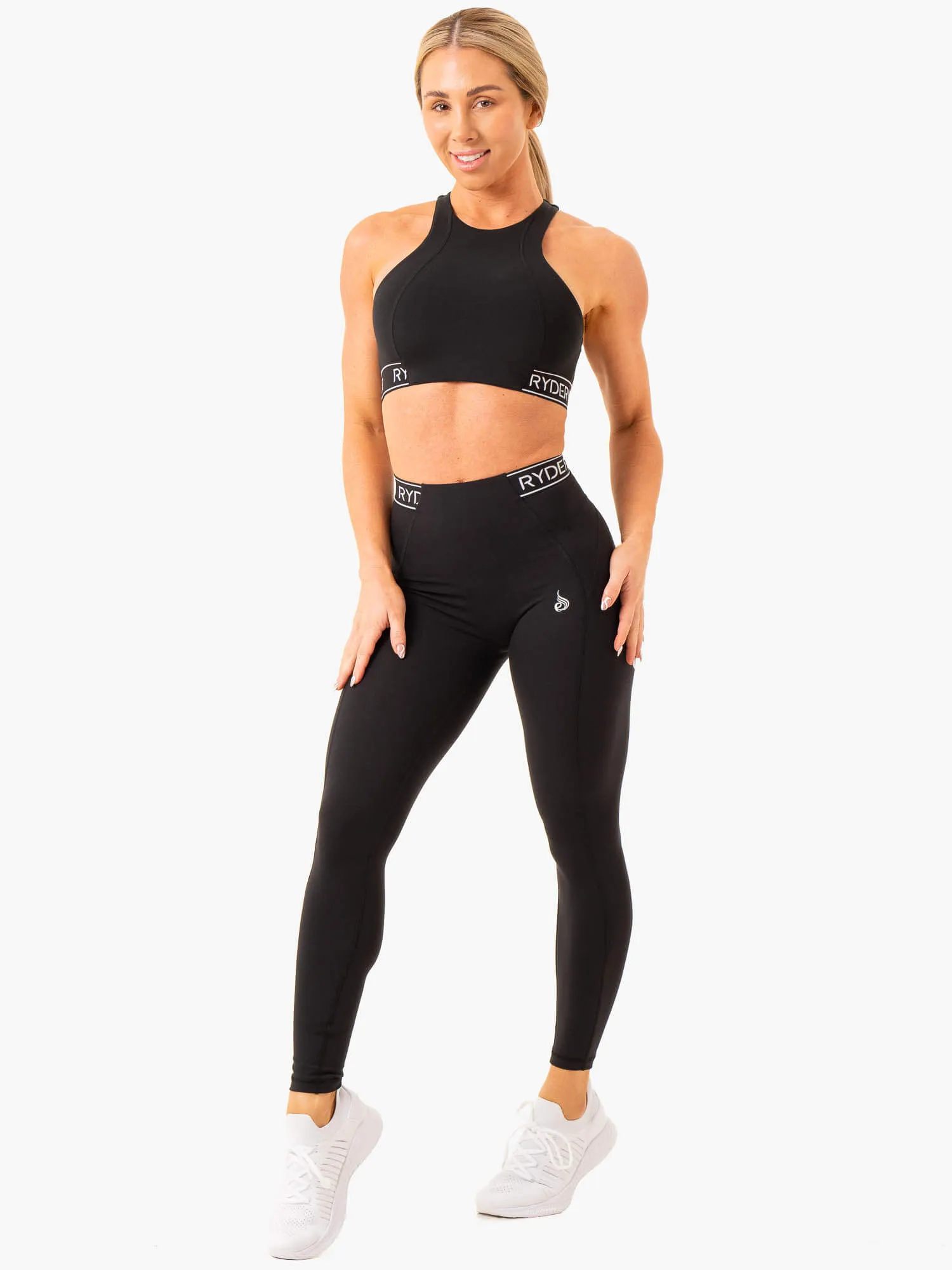 Anti Bacterial Fabric Layered Coverage Design Level Up High Impact Sports Bra - Black