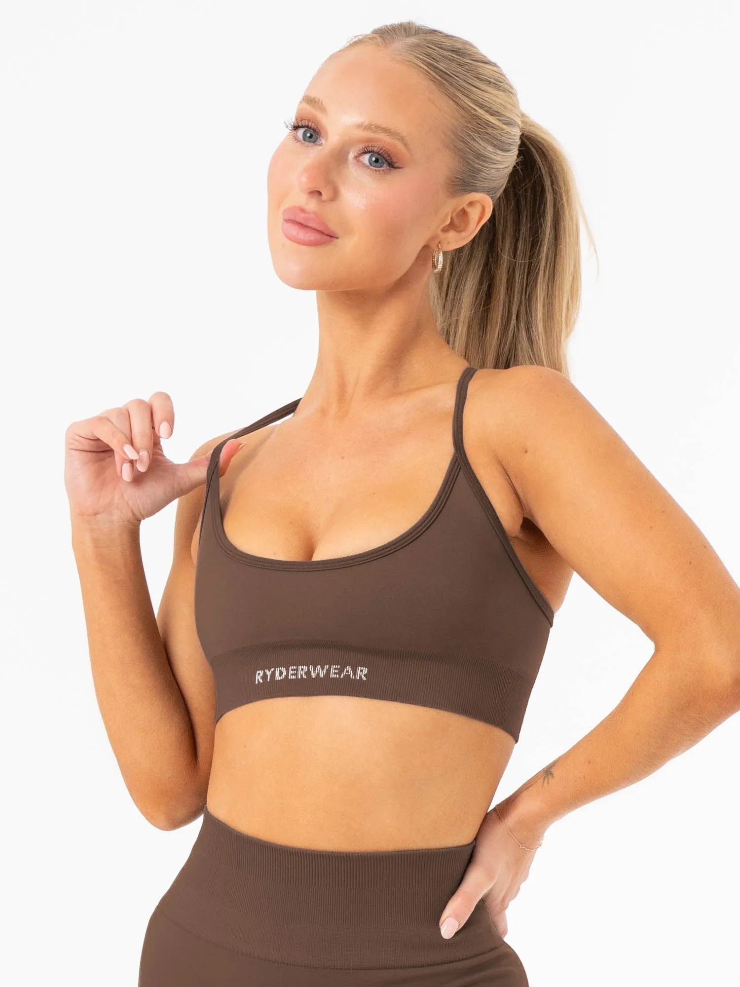 Lightweight Band Breathable Inner Lining Lift 2.0 Seamless Sports Bra - Espresso