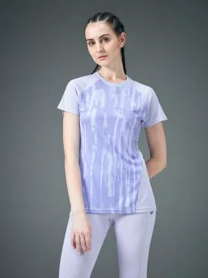 Slim fit clothing Women Abstract Print Slim Fit Crew Neck T-shirt with TECHNO COOL 