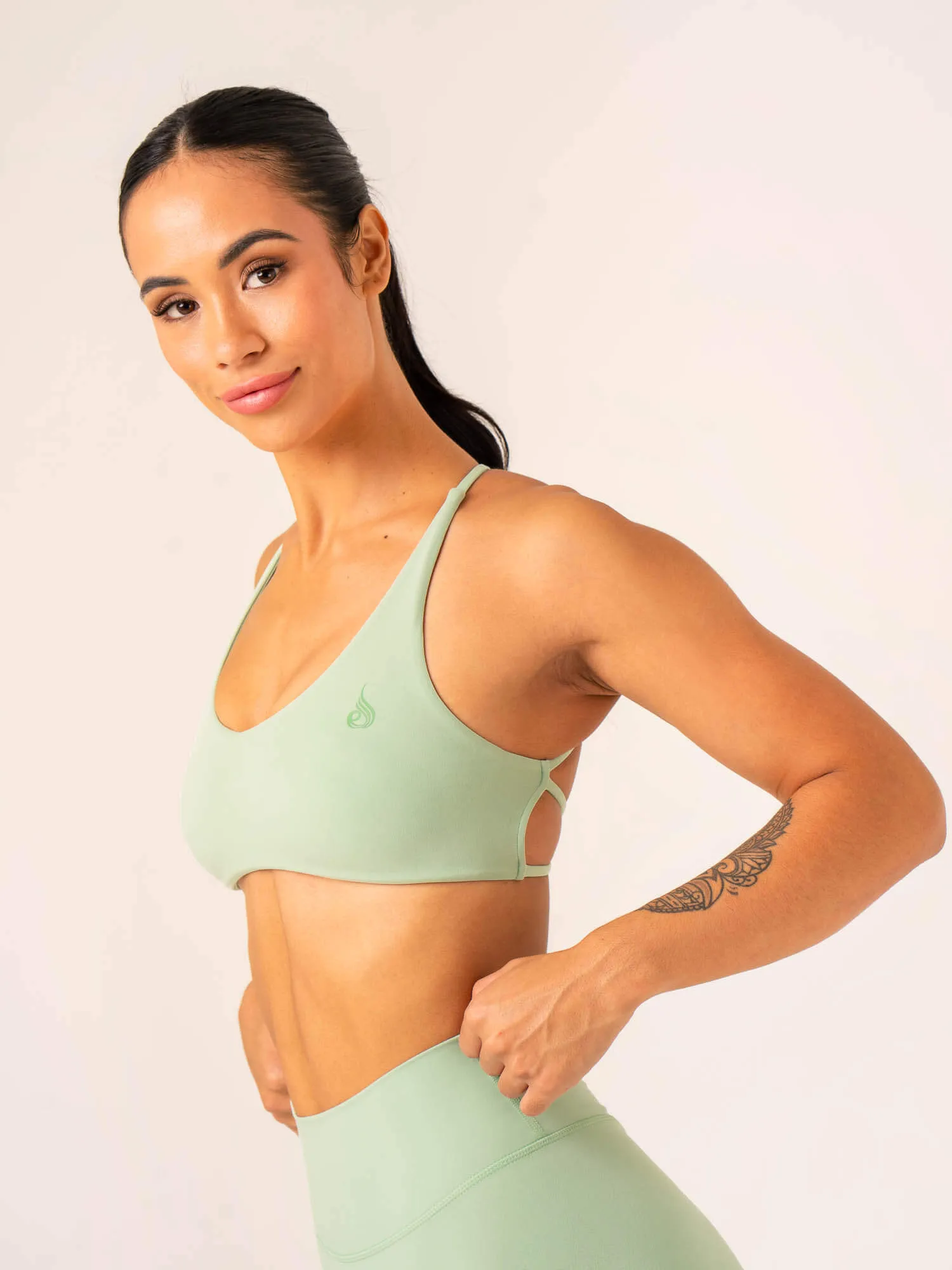 NKD Embody Sports Crop - Pistachio Thin straps seams Body-Conforming Fit