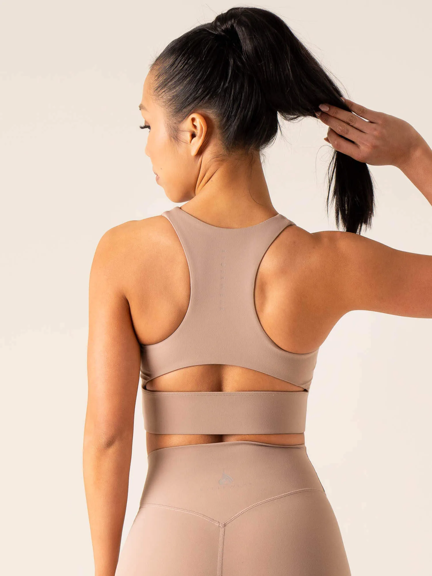 Non-Slip Band Compression fabric NKD Arch Sports Bra - Taupe