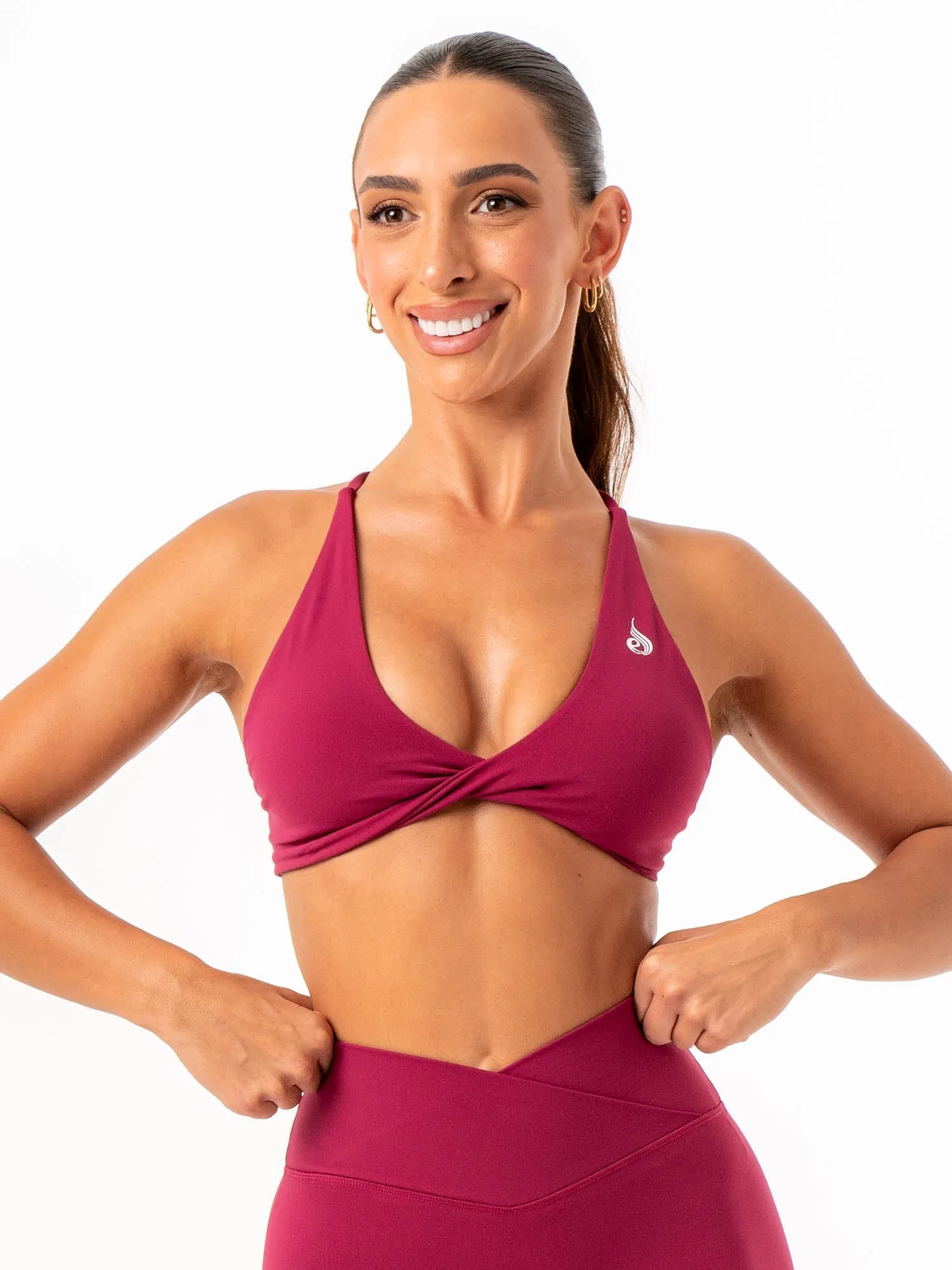 NKD Twist Sports Bra - Wine Sustainable workout gear Comfortable Coverage
