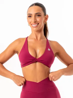 NKD Twist Sports Bra - Wine Sustainable workout gear Comfortable Coverage
