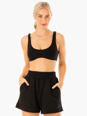 Soft Closure Zipped Elevate Lounge Bra - Black
