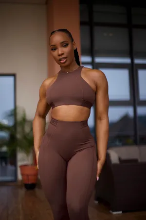 Level Up High Impact Sports Bra - Chocolate Trendy workout clothes