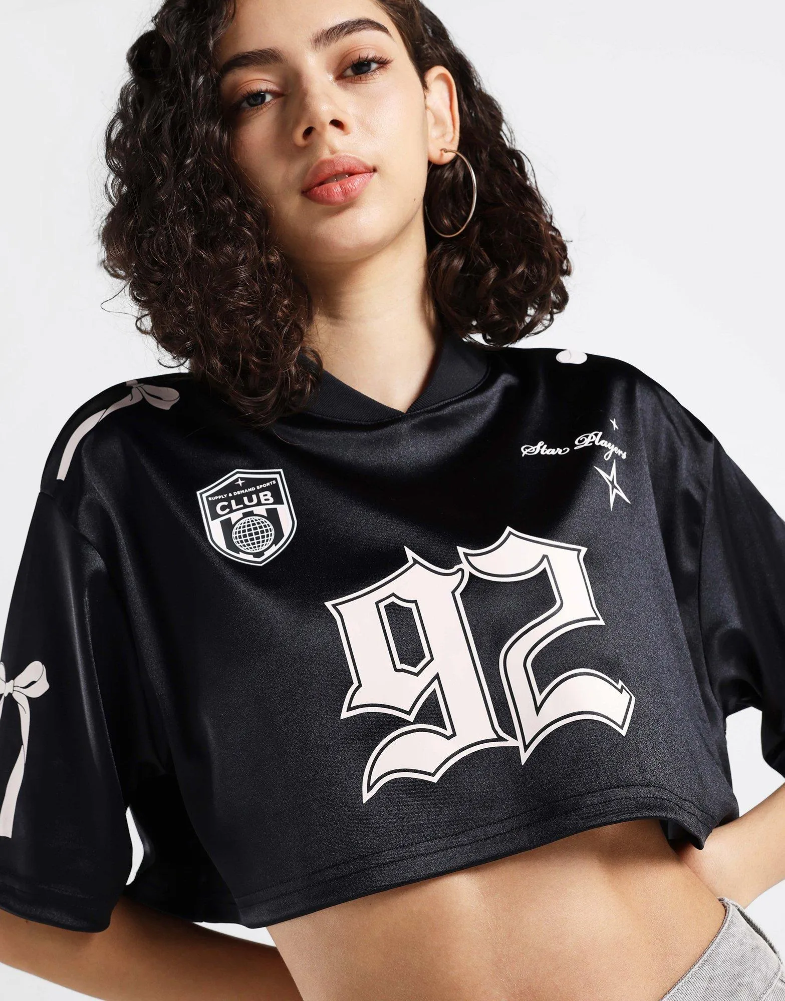 Soft Feel Minimal Layers Bow Jersey T-Shirt