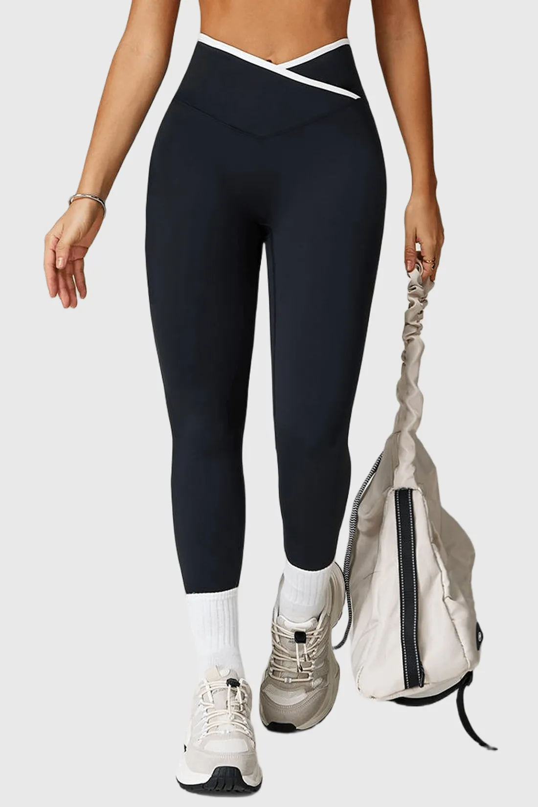 Casual Stretch Design High Waist Colorblock Flared Yog Leggings