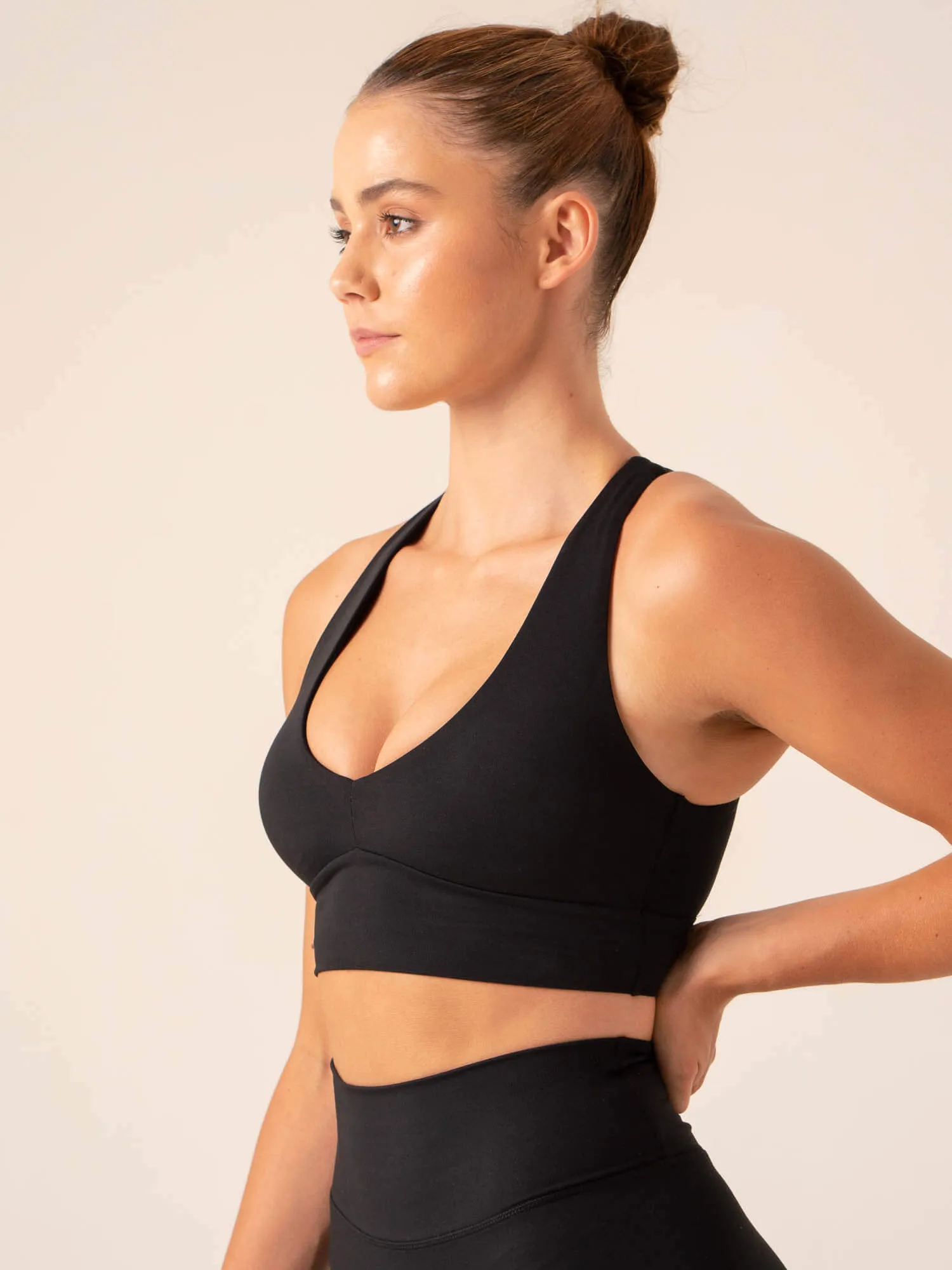 NKD Embody Sports Bra - Black Mock neck seams stretchy design